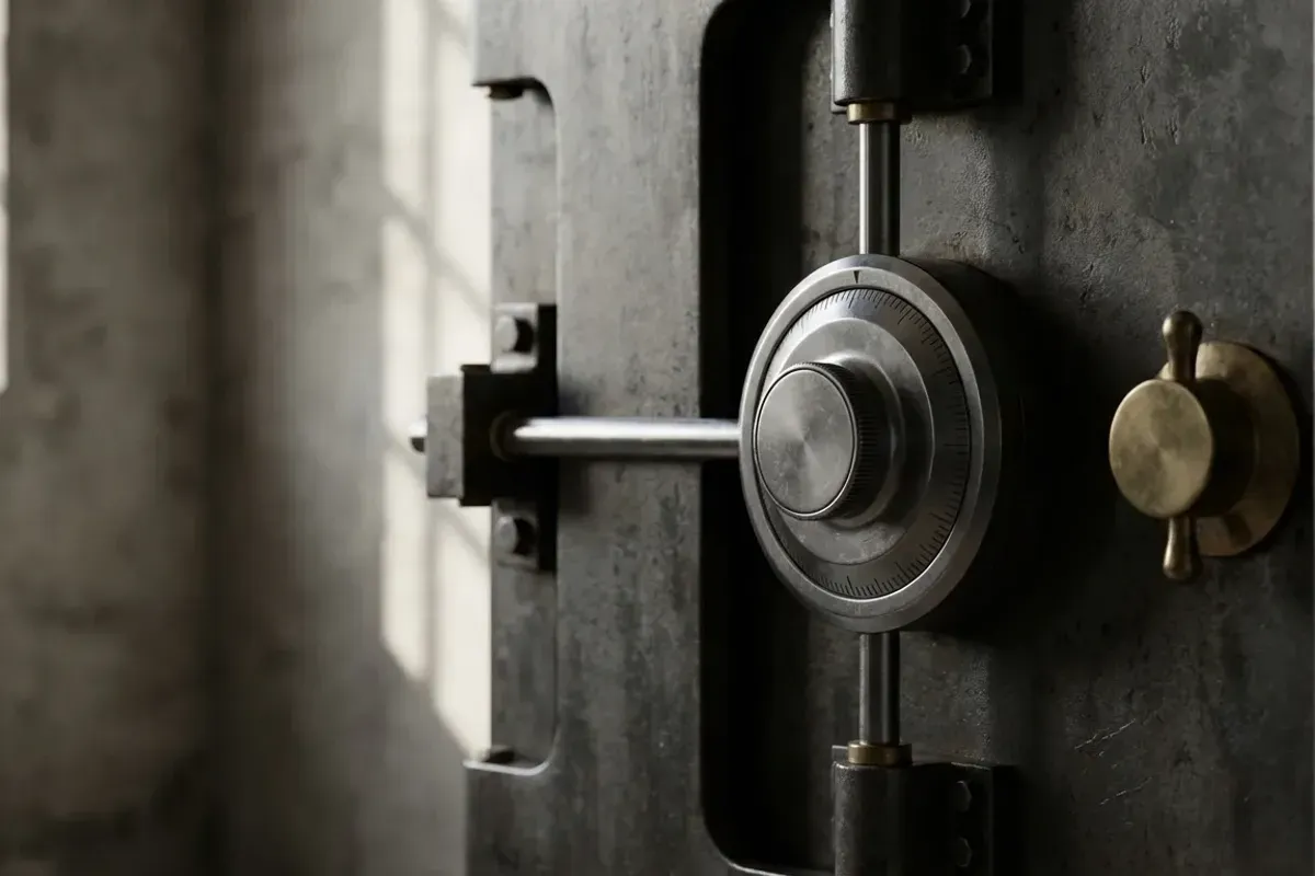 Porte de coffre-fort symbolisant la protection des secrets